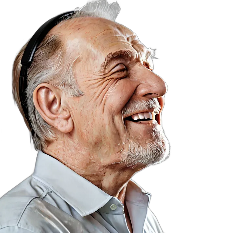 人間 幸せ 幸せそうでリラックスした様子の年配の白人男性 透過 PNG 画像 フリー素材 #38208