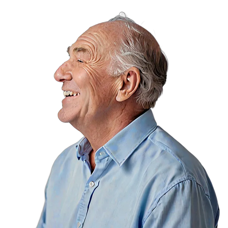 人間 幸せ 幸せそうでリラックスした様子の年配の白人男性 透過 PNG 画像 フリー素材 #38210