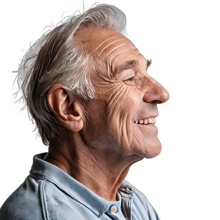 人間 幸せ 幸せそうでリラックスした様子の年配の白人男性 透過 PNG 画像 フリー素材 #38212