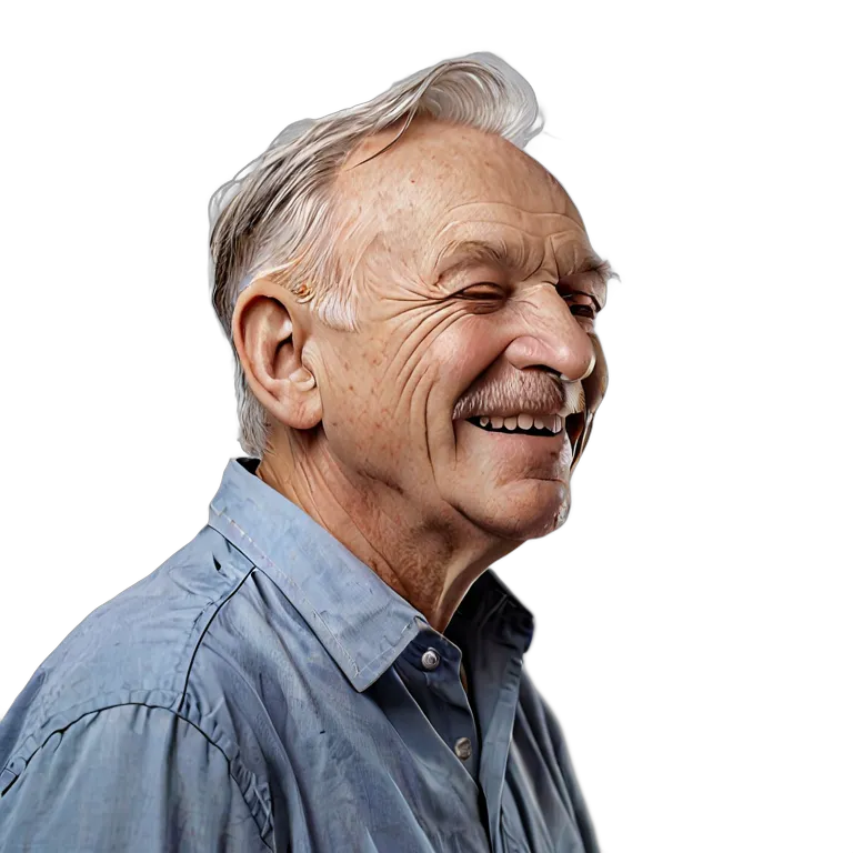人間 幸せ 幸せそうでリラックスした様子の年配の白人男性 透過 PNG 画像 フリー素材 #38213