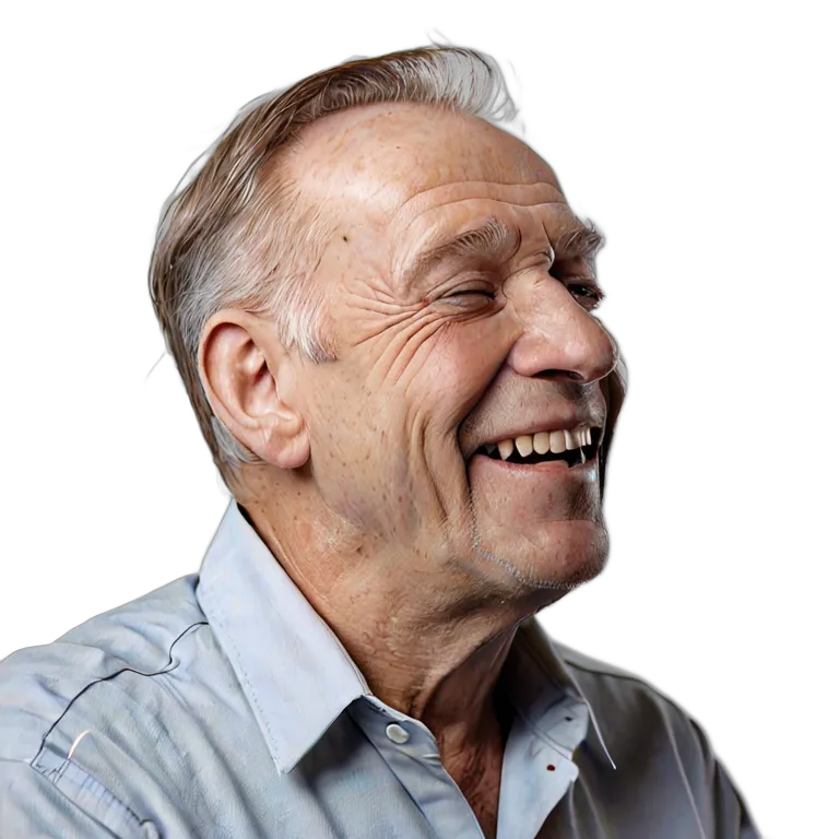 人間 幸せ 幸せそうでリラックスした様子の年配の白人男性 透過 PNG 画像 フリー素材 #38214
