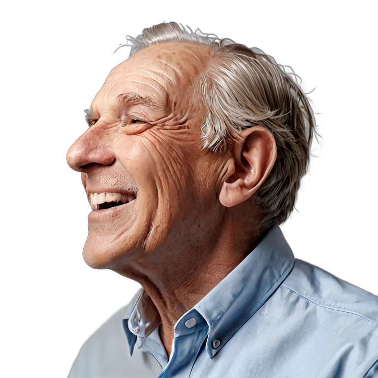 人間 幸せ 幸せそうでリラックスした様子の年配の白人男性 透過 PNG 画像 フリー素材 #38216