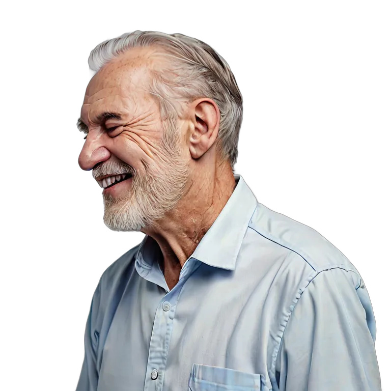 人間 幸せ 幸せそうでリラックスした様子の年配の白人男性 透過 PNG 画像 フリー素材 #38217