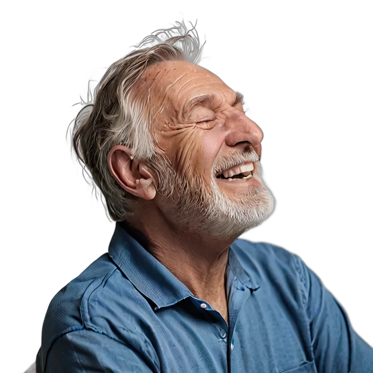 人間 幸せ 幸せそうでリラックスした様子の年配の白人男性 透過 PNG 画像 フリー素材 #38218