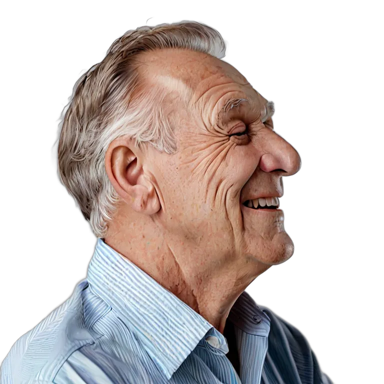 人間 幸せ 幸せそうでリラックスした様子の年配の白人男性 透過 PNG 画像 フリー素材 #38219