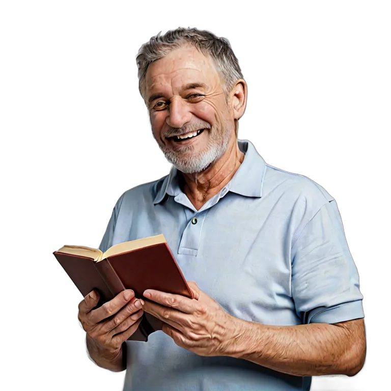 人間 幸せ 幸せそうで満足そうな年配の白人男性 透過 PNG 画像 フリー素材 #38250