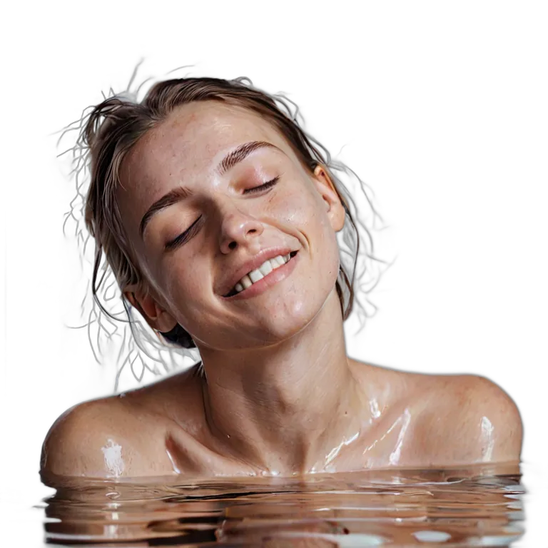 人間 幸せ 至福でリラックスした様子の若い白人女性 透過 PNG 画像 フリー素材 #38265