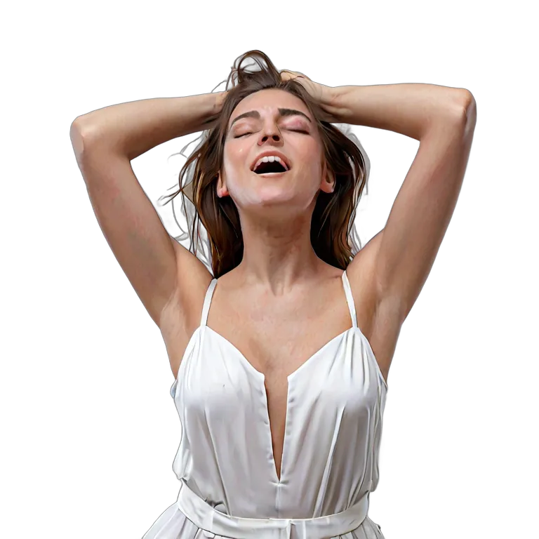 人間 幸せ 恍惚とした表情の若い白人女性 透過 PNG 画像 フリー素材 #38192