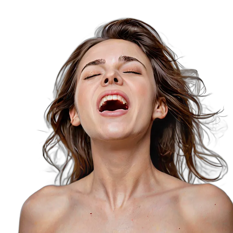 人間 幸せ 恍惚とした表情の若い白人女性 透過 PNG 画像 フリー素材 #38193