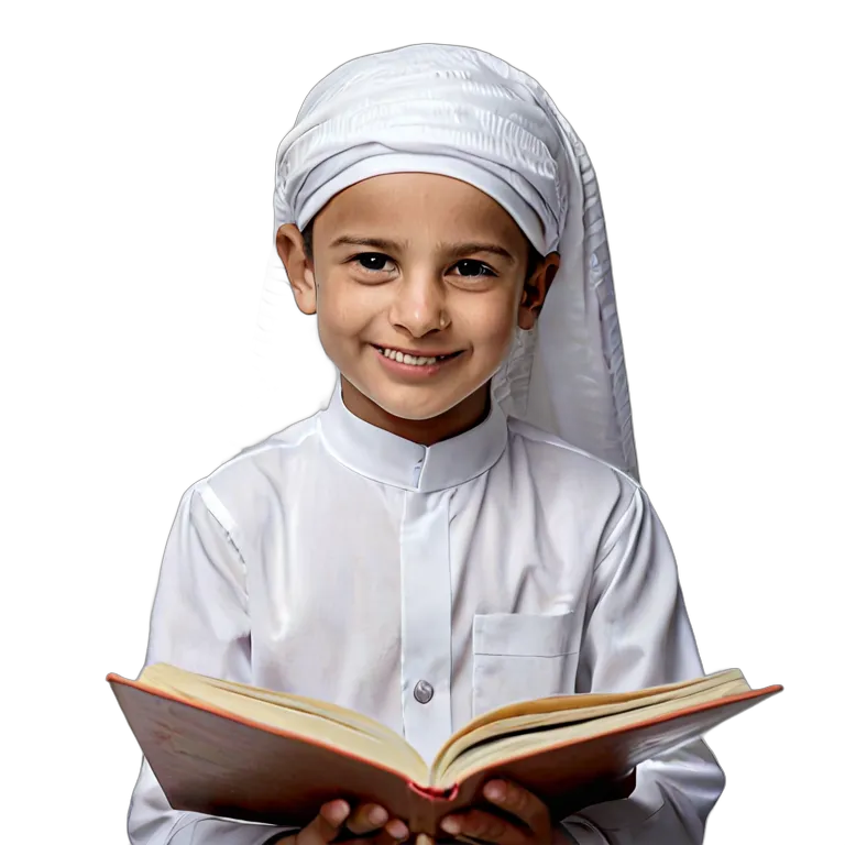 人間 喜び 読書をしながら微笑むアラブの少年 透過 PNG 画像 フリー素材 #36897