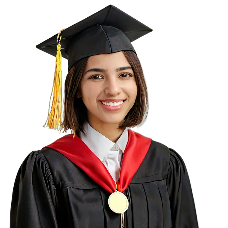 人間 喜び 卒業式で微笑むアラブの若い女性 透過 PNG 画像 フリー素材 #36953