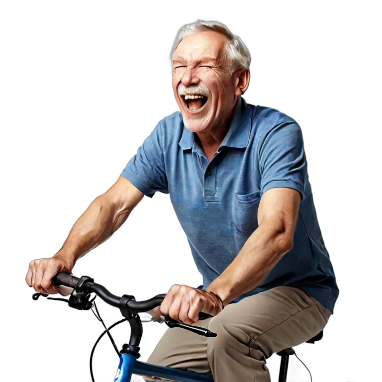 人間 喜び 自転車に乗って笑っている白人の年配の男性 透過 PNG 画像 フリー素材 #36936