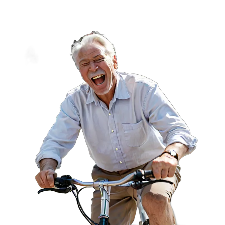人間 喜び 自転車に乗って笑っている白人の年配の男性 透過 PNG 画像 フリー素材 #36944