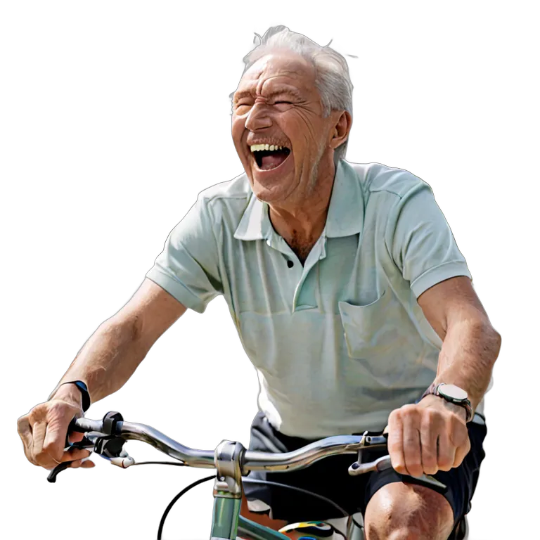 人間 喜び 自転車に乗って笑っている白人の年配の男性 透過 PNG 画像 フリー素材 #36946
