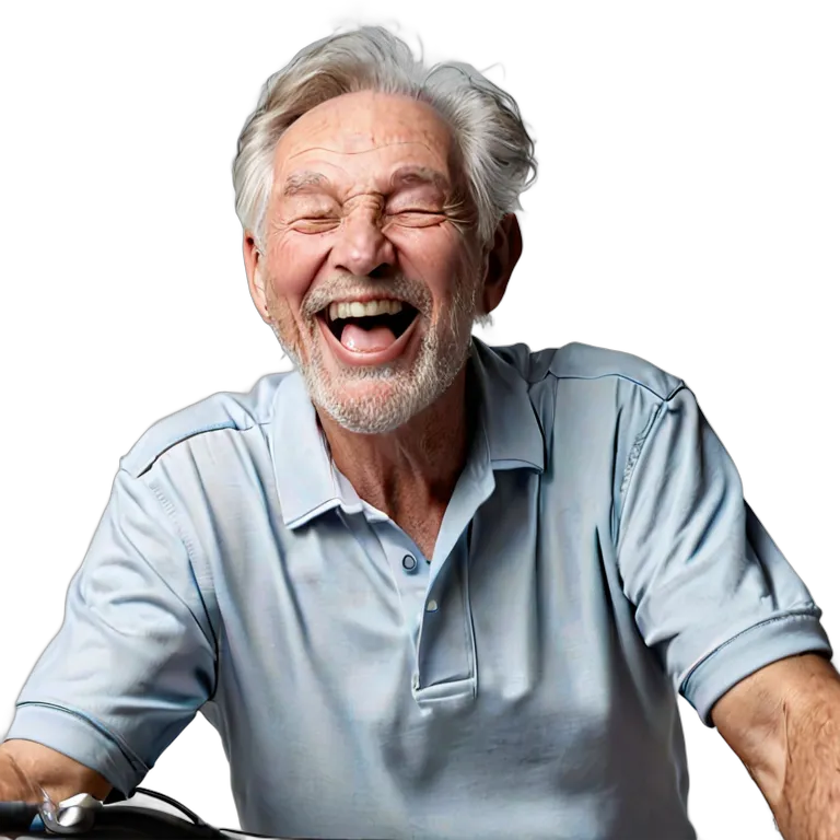 人間 喜び 自転車に乗って笑っている白人の年配の男性 透過 PNG 画像 フリー素材 #36949