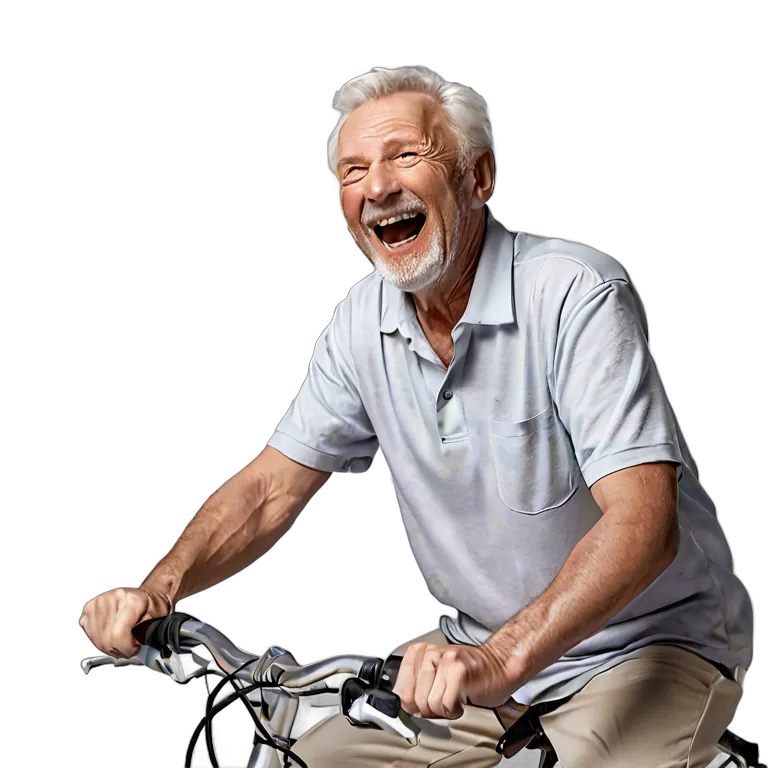 人間 喜び 自転車に乗って笑っている白人の年配の男性 透過 PNG 画像 フリー素材 #36950