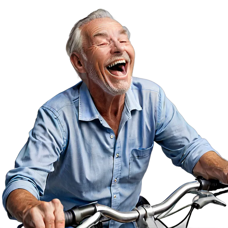 人間 喜び 自転車に乗って笑っている白人の年配の男性 透過 PNG 画像 フリー素材 #36951