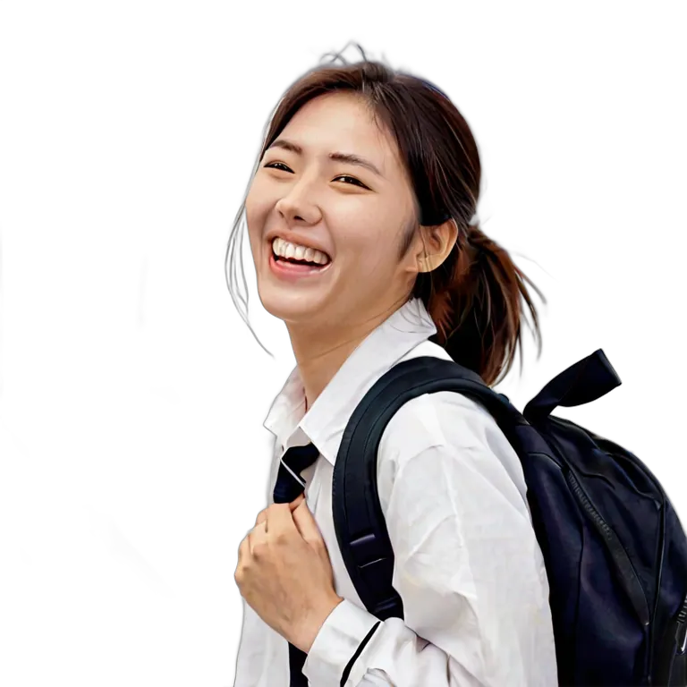 人間 喜び 旅行中に笑う日本の若い女性 透過 PNG 画像 フリー素材 #36970