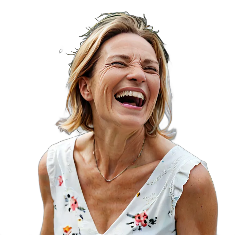 人間 喜び ガーデンパーティーで笑っている中年白人女性 透過 PNG 画像 フリー素材 #36908