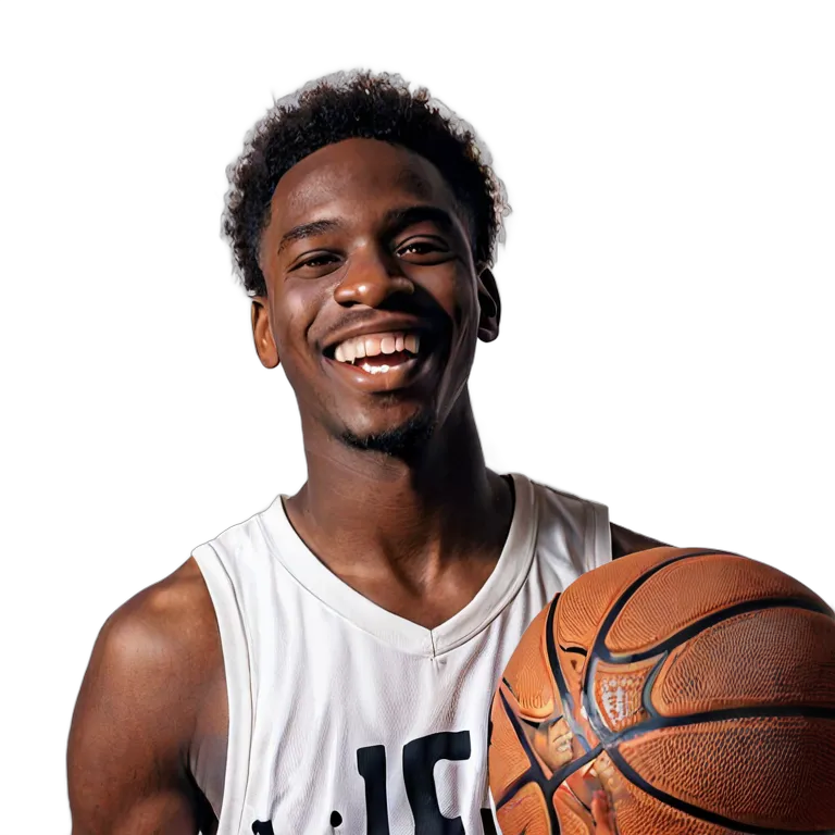 人間 喜び バスケットボールをしながら笑顔を見せる若いアフリカ人男性 透過 PNG 画像 フリー素材 #36967