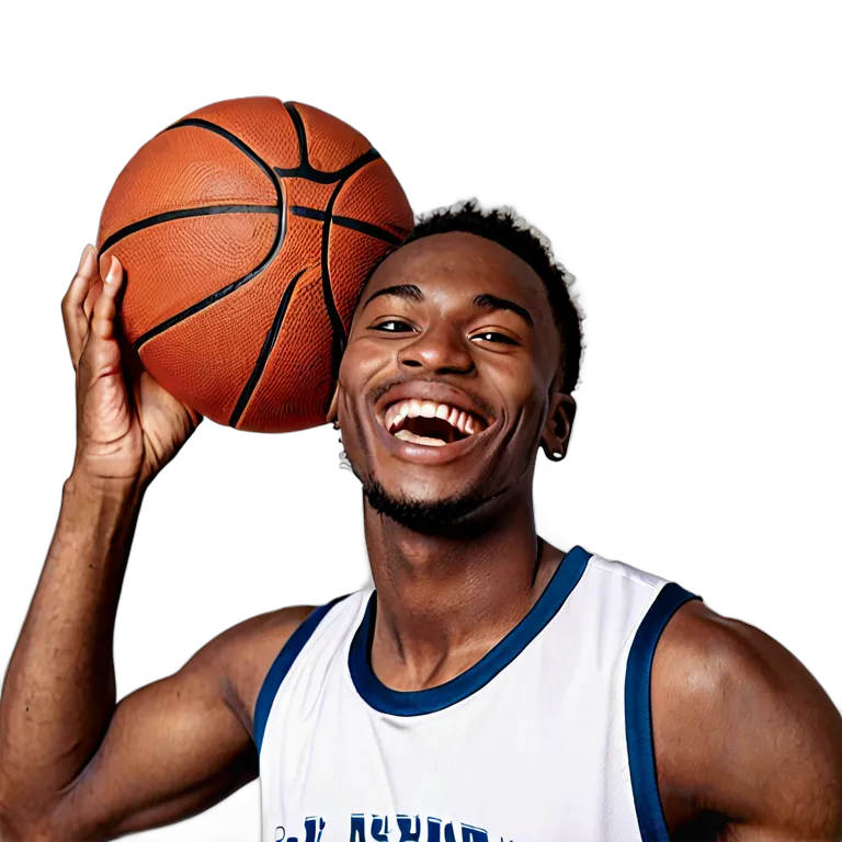 人間 喜び バスケットボールをしながら笑顔を見せる若いアフリカ人男性 透過 PNG 画像 フリー素材 #36969