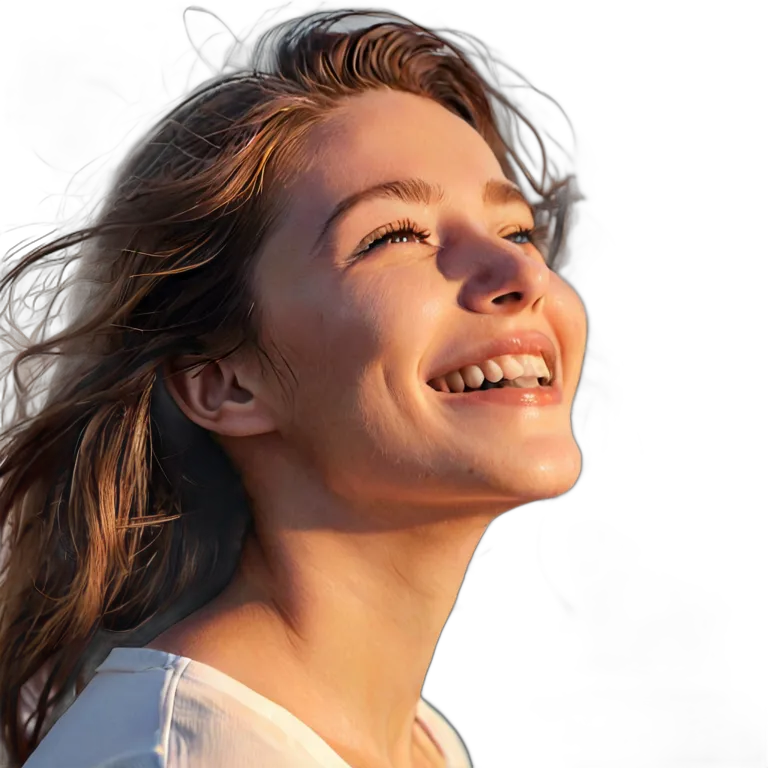 人間 喜び 至福の幸せそうな顔をした若い白人女性 透過 PNG 画像 フリー素材 #36870