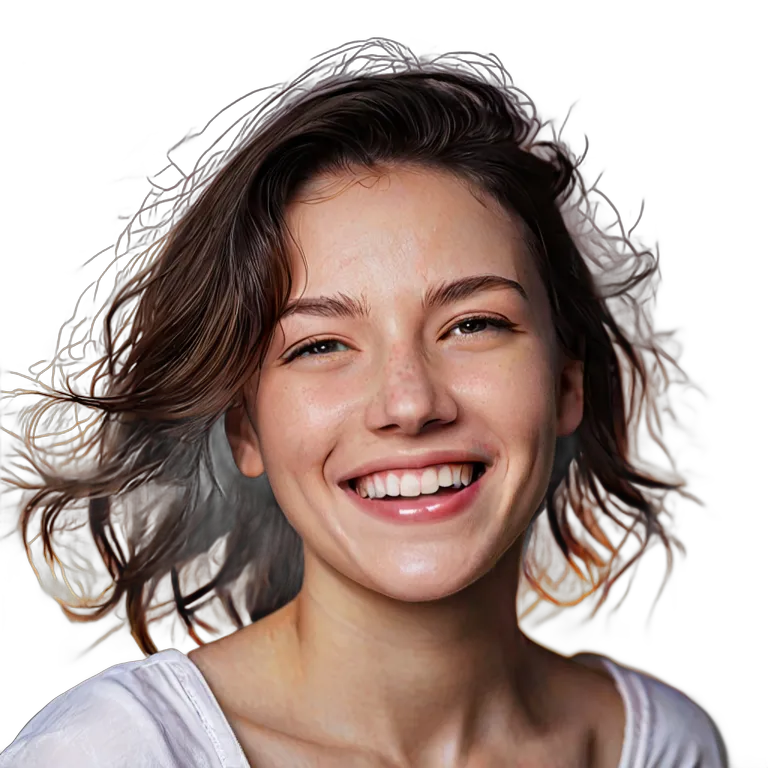 人間 喜び 至福の幸せそうな顔をした若い白人女性 透過 PNG 画像 フリー素材 #36872