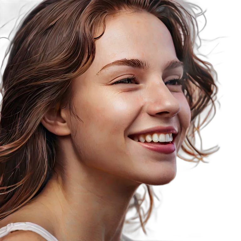 人間 喜び 至福の幸せそうな顔をした若い白人女性 透過 PNG 画像 フリー素材 #36874