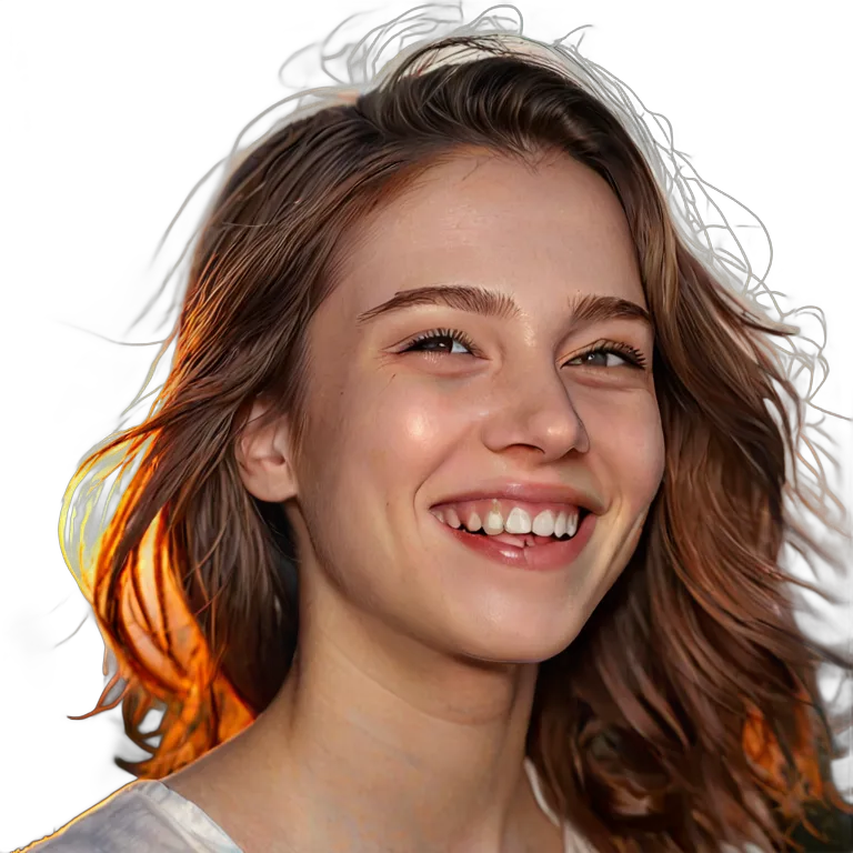 人間 喜び 至福の幸せそうな顔をした若い白人女性 透過 PNG 画像 フリー素材 #36875
