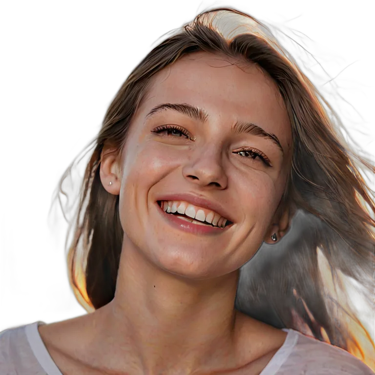 人間 喜び 至福の幸せそうな顔をした若い白人女性 透過 PNG 画像 フリー素材 #36876