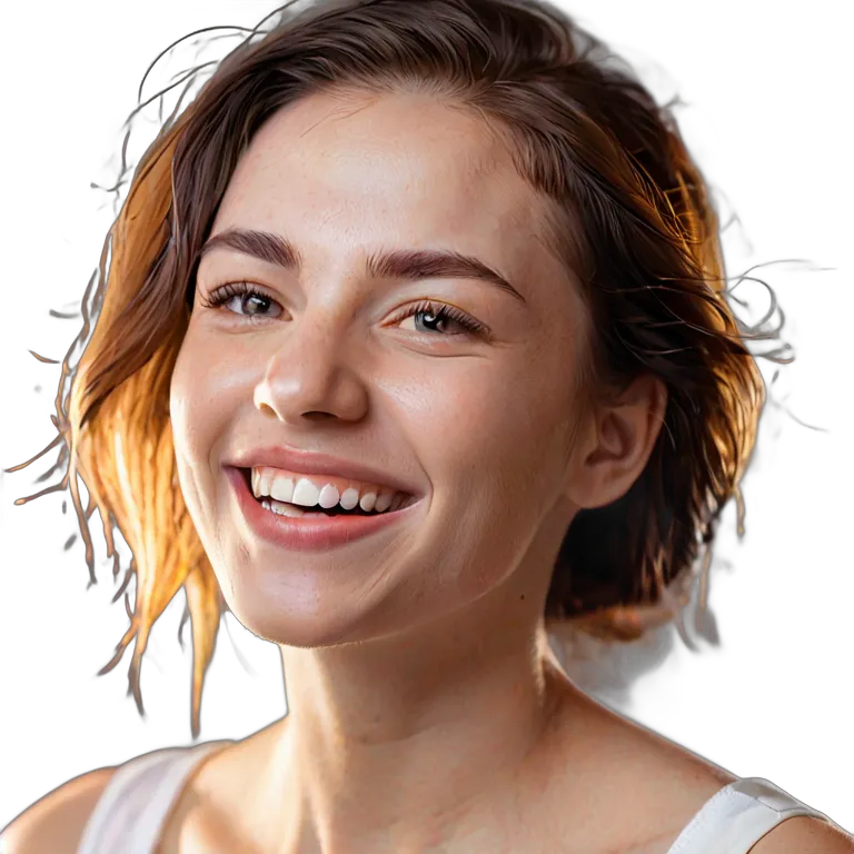 人間 喜び 至福の幸せそうな顔をした若い白人女性 透過 PNG 画像 フリー素材 #36877