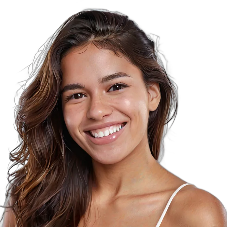 人間 喜び カメラに向かって微笑む若いヒスパニック系女性 透過 PNG 画像 フリー素材 #36923