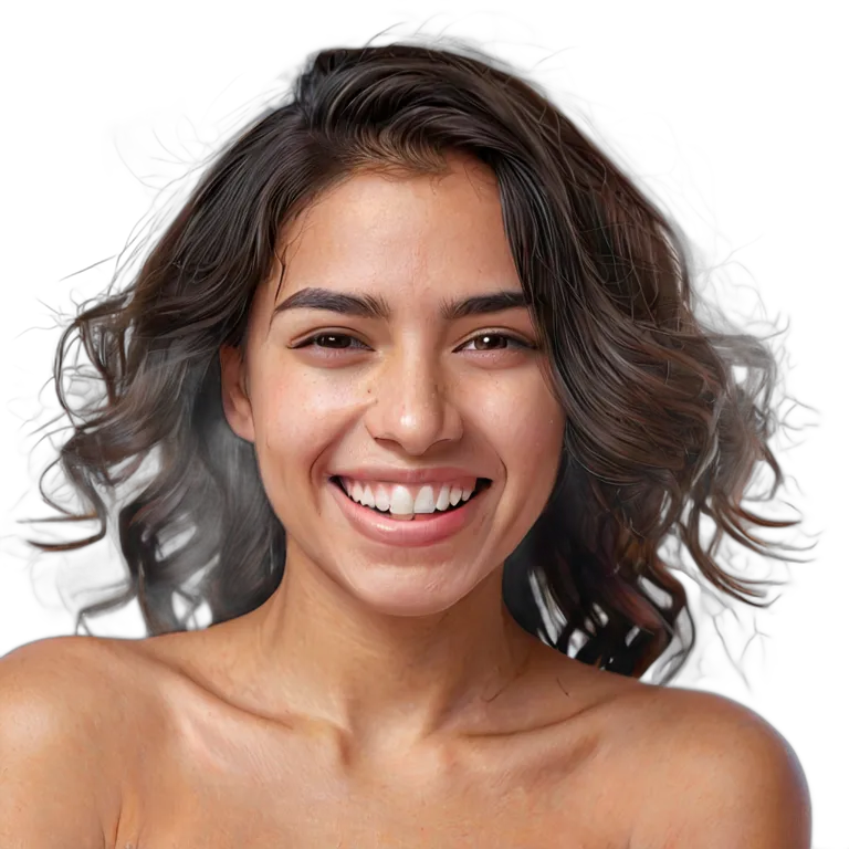 人間 喜び カメラに向かって微笑む若いヒスパニック系女性 透過 PNG 画像 フリー素材 #36927