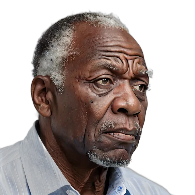 人間 悲しみ 悲しそうに考え込むアフリカ系アメリカ人の年配の男性 透過 PNG 画像 フリー素材 #37854