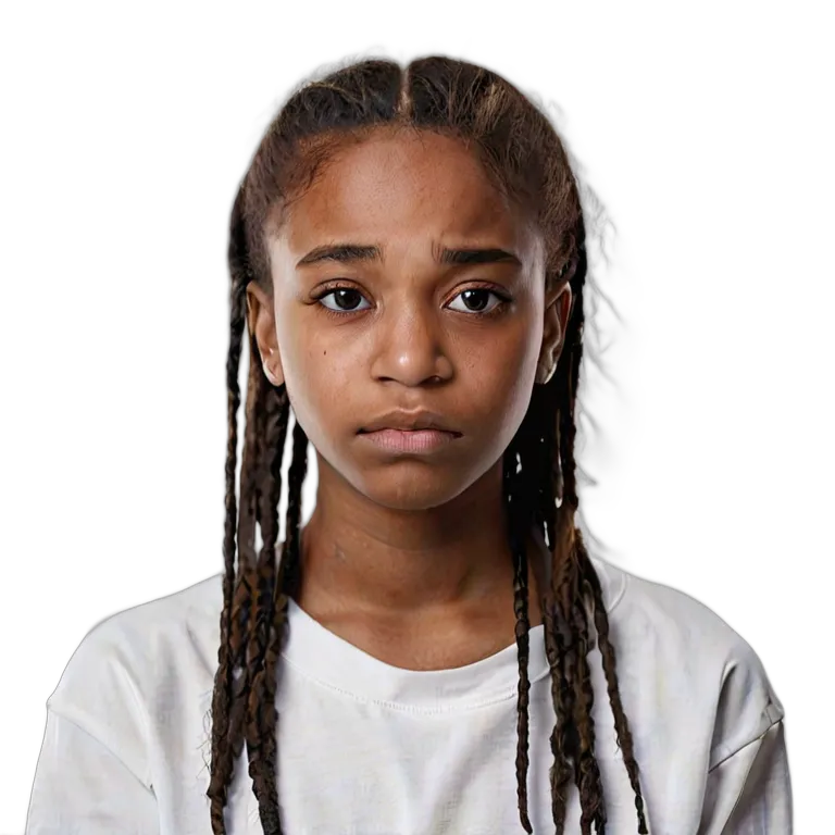 人間 悲しみ 悲しそうに物思いにふけるアフリカ系アメリカ人の10代の少女 透過 PNG 画像 フリー素材 #37931