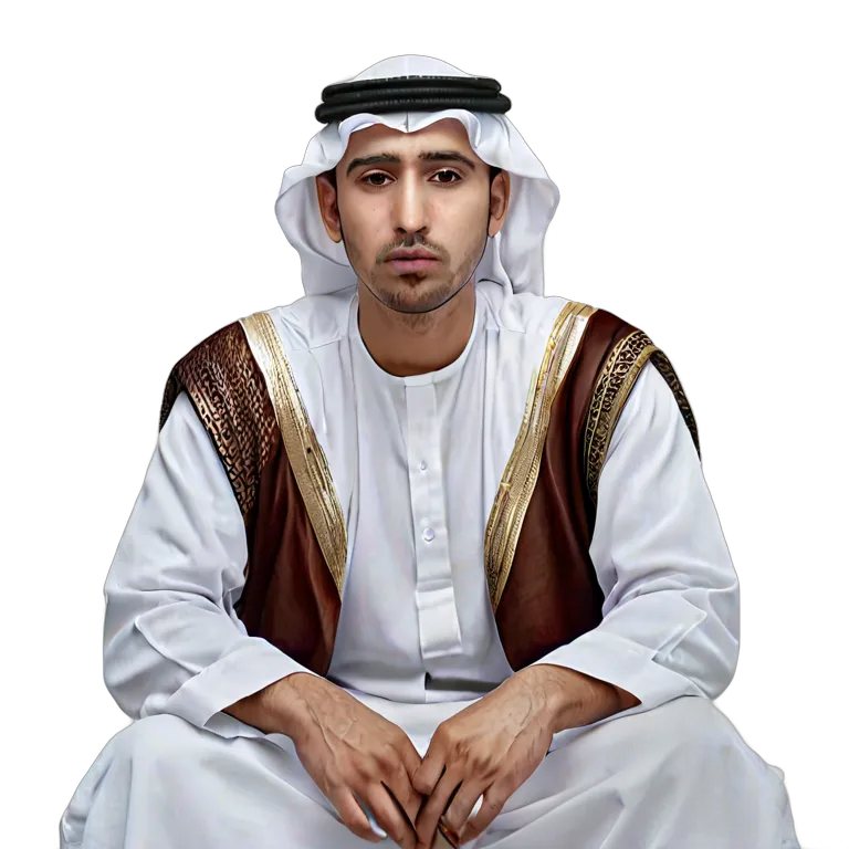 人間 悲しみ 悲しそうに一人で座っているアラブの若者 透過 PNG 画像 フリー素材 #37867