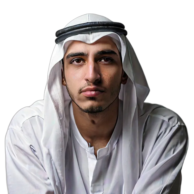 人間 悲しみ 悲しそうに一人で座っているアラブの若者 透過 PNG 画像 フリー素材 #37870