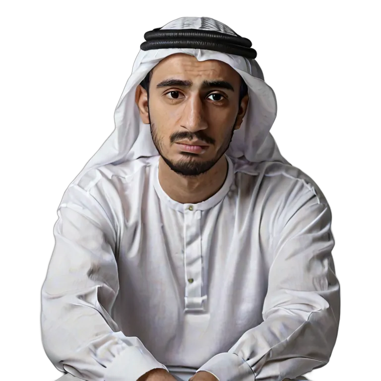 人間 悲しみ 悲しそうに一人で座っているアラブの若者 透過 PNG 画像 フリー素材 #37877