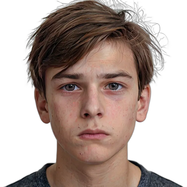 人間 悲しみ 悲しそうにカメラを見つめる白人の少年 透過 PNG 画像 フリー素材 #37898