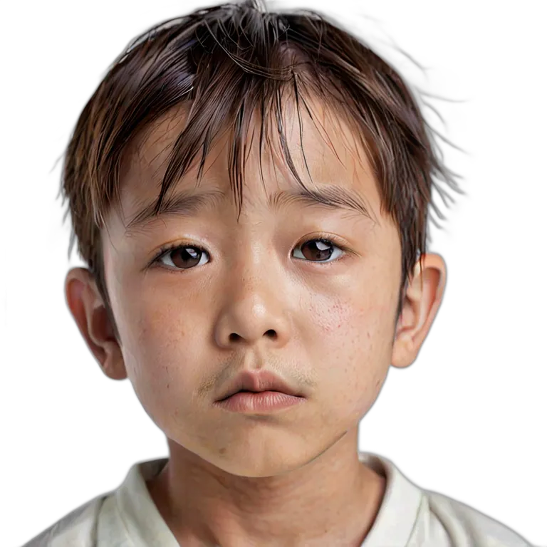 人間 悲しみ 悲しそうに見つめる日本の男の子 透過 PNG 画像 フリー素材 #37936