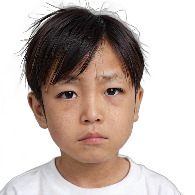 人間 悲しみ 悲しそうに見つめる日本の男の子 透過 PNG 画像 フリー素材 #37937