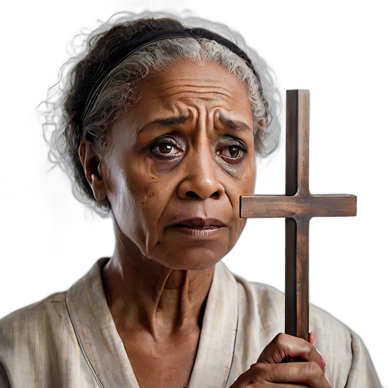 Human sorrow senior-african-american-woman-looking-sad-and-looking-at-a-cross Transparent PNG Image Free Resource #37860