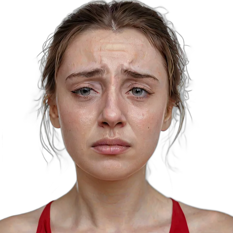 人間 悲しみ 悲しそうに静かに泣いている若い白人女性 透過 PNG 画像 フリー素材 #37934