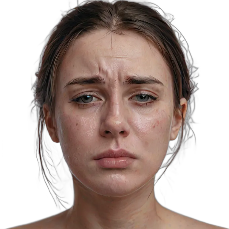 人間 悲しみ 悲しそうに静かに泣いている若い白人女性 透過 PNG 画像 フリー素材 #37935