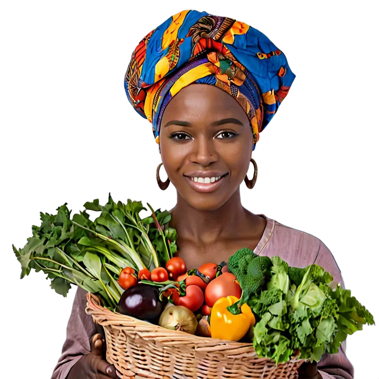 人間 仕事 野菜かごを持ったアフリカ人女性農家 透過 PNG 画像 フリー素材 #39868