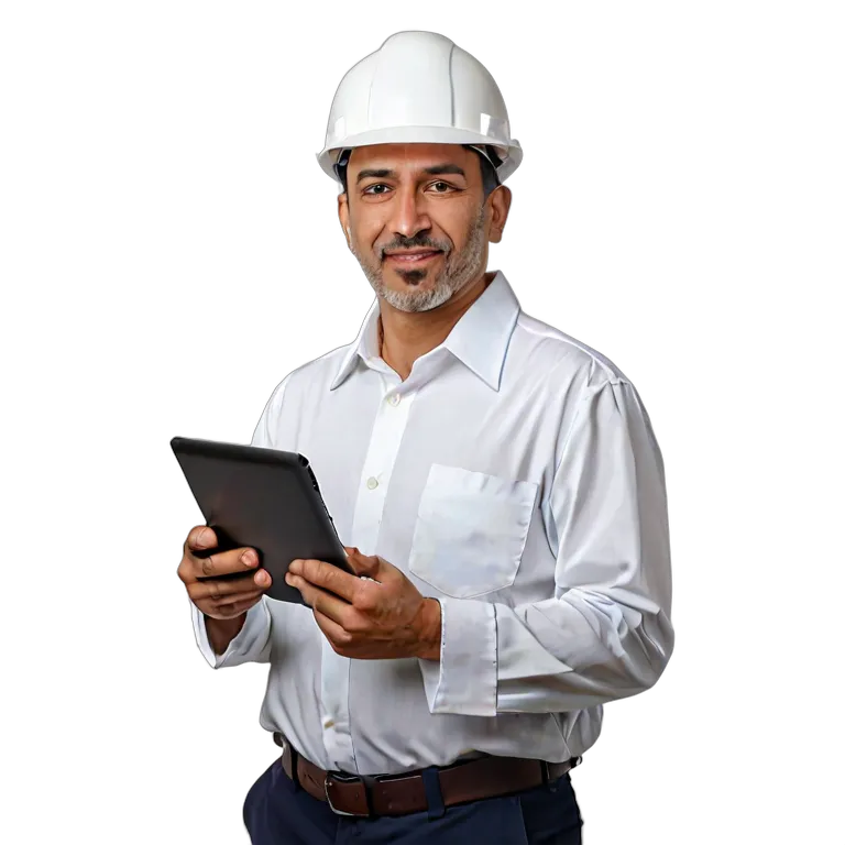 白いヘルメットをかぶったアラブ系中年男性エンジニア 透過 PNG 画像 フリー素材 #39930