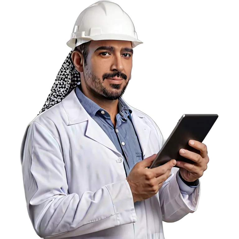 白いヘルメットをかぶったアラブ系中年男性エンジニア 透過 PNG 画像 フリー素材 #39932