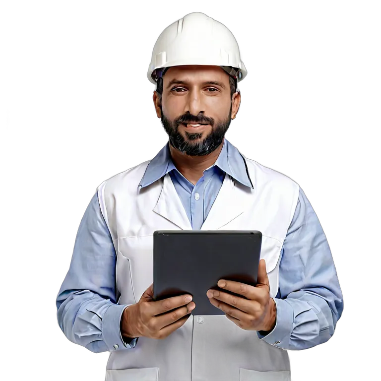 白いヘルメットをかぶったアラブ系中年男性エンジニア 透過 PNG 画像 フリー素材 #39934