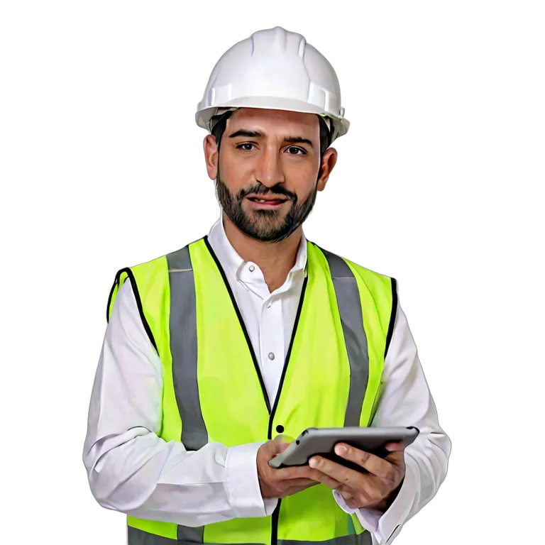 白いヘルメットをかぶったアラブ系中年男性エンジニア 透過 PNG 画像 フリー素材 #39935