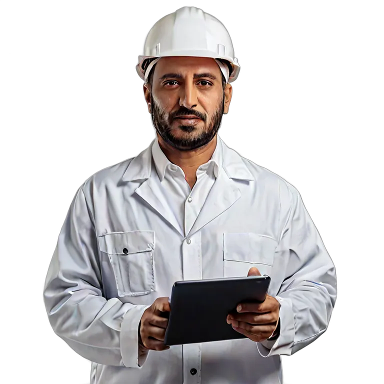 白いヘルメットをかぶったアラブ系中年男性エンジニア 透過 PNG 画像 フリー素材 #39936